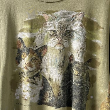 90s Distressed Wraparound Print Kitties T-Shirt