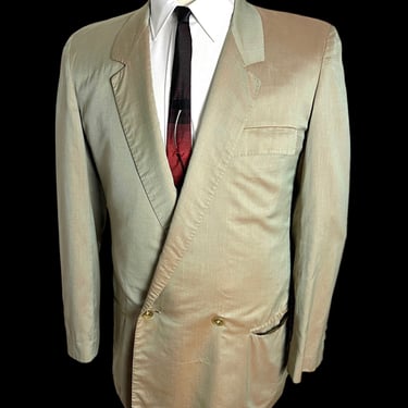 Vintage 1980s MADE IN ITALY Double-Breasted Lightweight Cotton Jacket ~ size 36 ~ blazer / sport coat ~ Sharkskin 