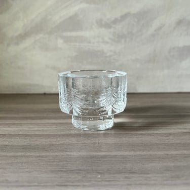 Vintage Pair Iittala Kuusi Candle Holder Scandinavian Art Glass Crystal 