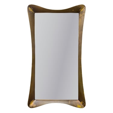 Full Length Mirror in Curvilinear Mottled Gilt Wood Frame