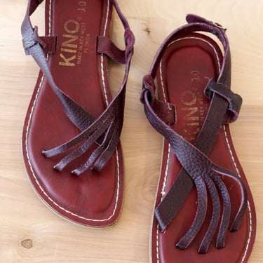 Aubergine Leather Comb Sandals 9.5-10