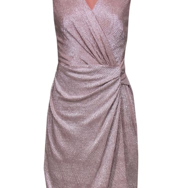 Lauren Ralph Lauren - Blush Sparkly Sleeveless Sheath Dress w/ Knotted Waist Sz 14P
