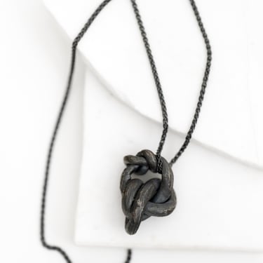 Oxidized Sterling Silver Big Knot Pendant Necklace