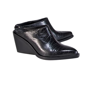 Rag & Bone - Black Croc Embossed Leather Mules Sz 7