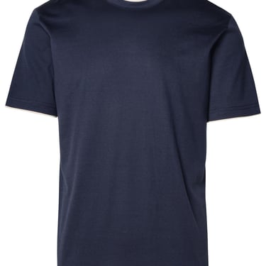 Eleventy Blue Cotton T-Shirt Man