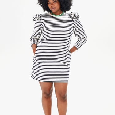 Clare V. Le Puff Dress - Navy/Cream Stripe