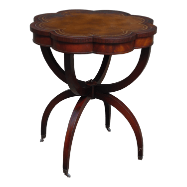 Vintage Federal Regency Style Mahogany Leather Top Drum Table