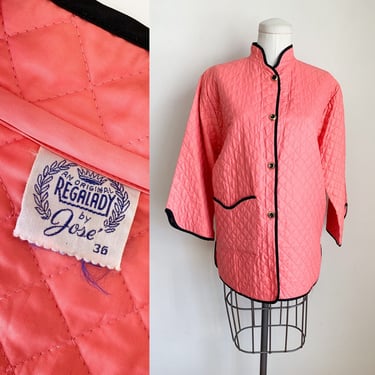 Vintage 1940-50s Pink Quilted Bed Jacket / M 