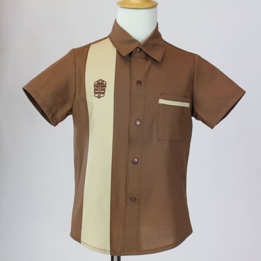 Boy's Embroidered Tiki Brown Retro Top 