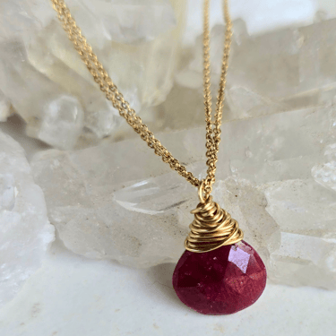 James + Jezebelle | Ruby Double Chain Single Stone Necklace