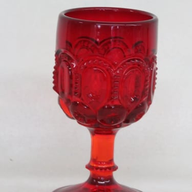 LG Wright Ruby Red Glass Moon and Stars Goblet Cup 3470B
