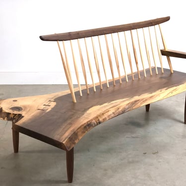 George Nakashima Style Conoid Bench / Mid Century Modern / Danish Modern / Live Edge Bench 