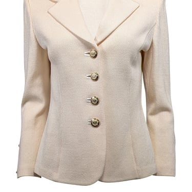 St. John - Cream Knit Gold Button Front Blazer Sz 4