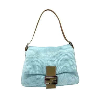 Fendi Baby Blue Knit Baguette Bag