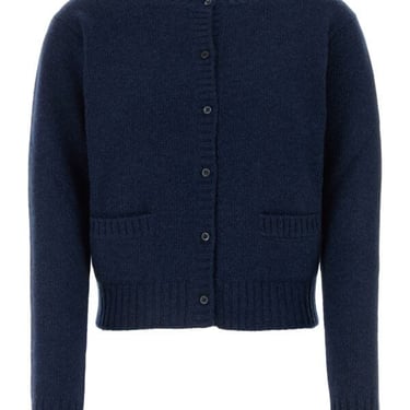 Prada Woman Navy Blue Cashmere Cardigan