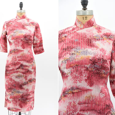 1950s Metallic Forest cheongsam dress 