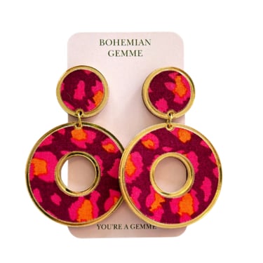 Sample Sale Purple &amp; Pink Round Colorful Leopard Earrings