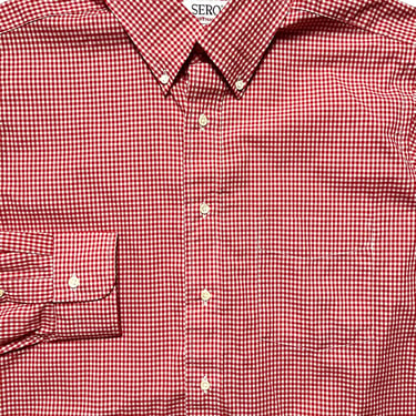 Vintage USA Made SERO SHIRTMAKERS Button-Down Shirt ~ 16 - 34 (M to L) ~ Cotton Poplin ~ Gingham Plaid 