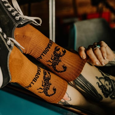 Quesadillas Socks by Pyknic | Comfy Socks with Scorpion | Foodie Gifts 