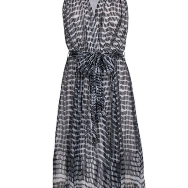 L'Agence - Black &amp; Cream Print Silk Sleeveless Dress Sz 2