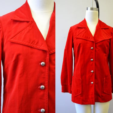 1970s Alex Colman Red Velveteen Jacket 