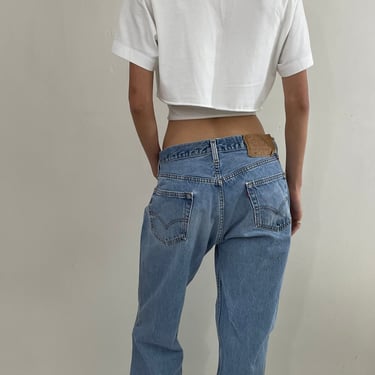 Vintage Levis 501 button fly soft faded tall boyfriend baggy jeans made in USA size 34 x 33