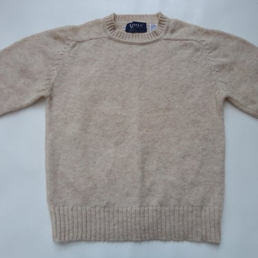 Wool Blend Solid Knit Sweater Vintage Long Sleeve Crewneck Oatmeal Beige Pullover Gender Neutral Unisex Minimalist Almys Men's M 