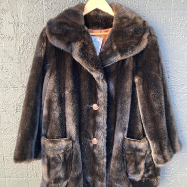 1970s Brown Faux Fur Coat