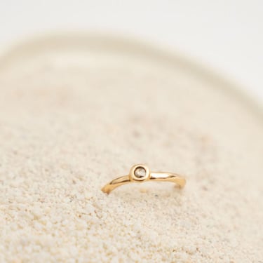 Diamond Droplet Ring - 14K Gold