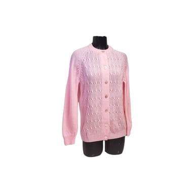NOS 1970s Vintage Cardigan Sweater, Woolworths Bubblegum Pink, 100% Acrylic, Preppy, Woolco Stroller Button Front Sweater, Vintage Clothing 