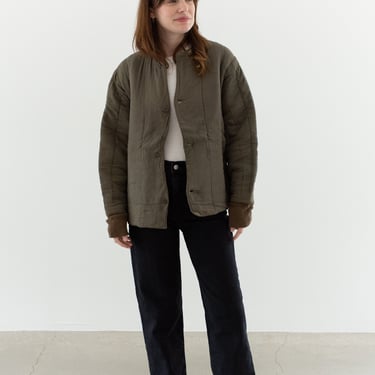 Vintage Mushroom Brown Cotton Quilt Jacket | Sun Faded Puffer Coat | Unisex Euro Liner | M | CC016 