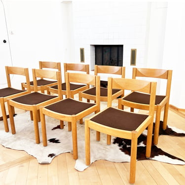 Robert and Trix Haussmann Oak Dining Chairs Mid Century 1963 Set of Eight-- 8 Pcs 
