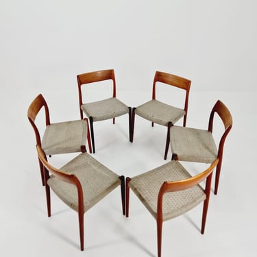 Mid Century Danish Rosewod dining chairs by Niels O.Moller,model 7 , set of 6 ,1960s 