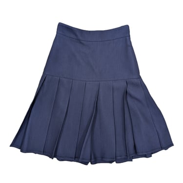 Gucci - Navy Blue Drop Waist Pleated Skirt Sz 4