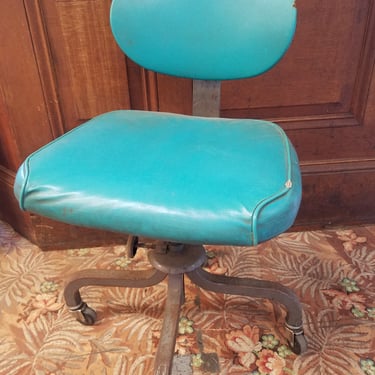 Vintage Mid-Century Teal Office Chair