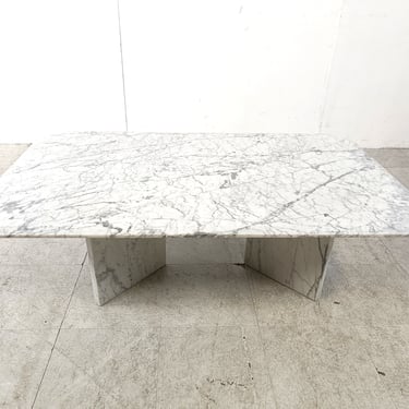 Vintage white marble coffee table, 1970s - marble cocktail table - stone coffee table - white marble - living room table 