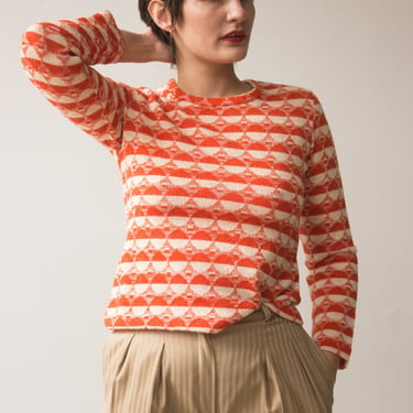 1970s Ellen Tracy Hot Orange Sweater 