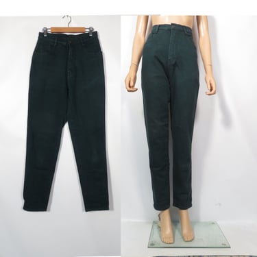 Vintage 90s Jordache Hunter Green High Waist Tapered Leg No Butt Pockets Jeans Size 27 x 30 