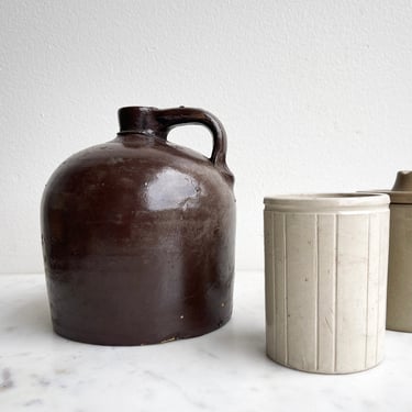 Antique Beehive Jar Dark Brown Stoneware Crockery Jar Pottery Primitive Crock Large Brown Jar Farmhouse Kitchen Moonshine Whiskey Jug 