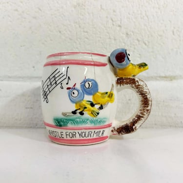 Vintage Children’s Cup Whistle for your Milk Howard Holt Bird Kid's Room Nursery Ceramic Mug Animal Coffee Tea Mid Century 1950s 50s 