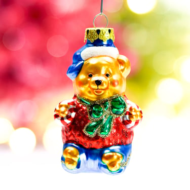 VINTAGE: 1980's - Mercury Glass Bear Ornaments - Blown Figural Glass Ornament - Christmas - Holiday - SKU 30-403-00016090 