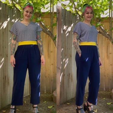 Vintage 1980’s Blue Striped Jumpsuit 