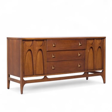 Broyhill Brasilia Mid Century Walnut and Brass Credenza - mcm 