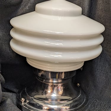 Vintage Chrome  and Milk Glass Light