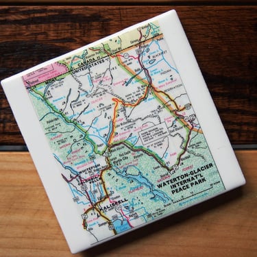 1975 Glacier National Park Map Coaster. Montana Map Vintage. National Park Gift. Hiking Décor. Rocky Mountains Gift. Mountain Décor Camping. 