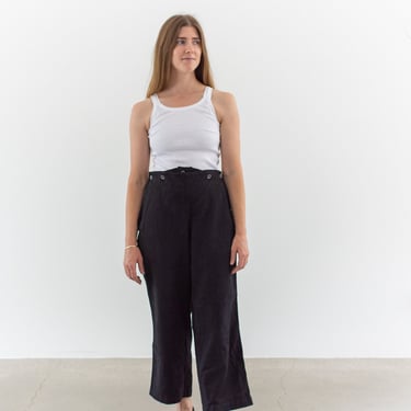 Vintage 27 28 29 30 Waist High Rise Sailor Pants | Unisex Canvas 50s Overdye Black Broadfall Trousers | P212 | 