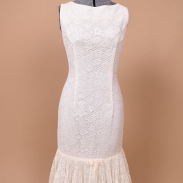 White 60s Lace Mermaid Dress By The Young Colony Shop, XXS/XS