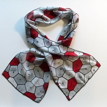 Neuron Geometry Scarf in Gray and Red - brain cells silk chiffon scarf 