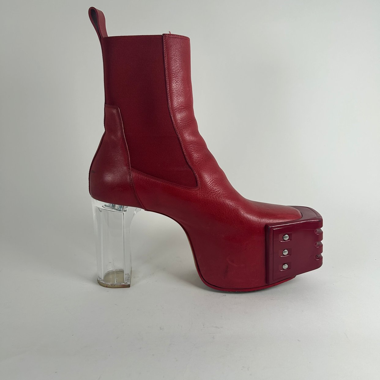 Rick Owens Kiss Heels Red Leather Size 44 | Street Commerce