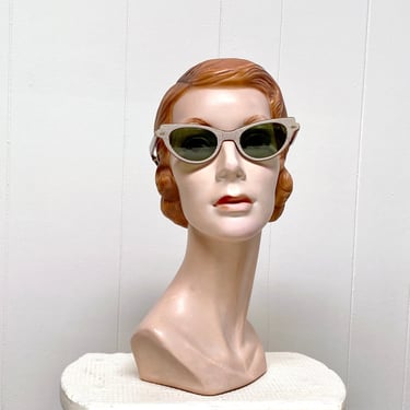 Vintage 1960s Calobar Cateye Glasses, 60s White/Brown Striped Eyeglasses, MCM RX-able Frames, Mid-Century Sunglasses 